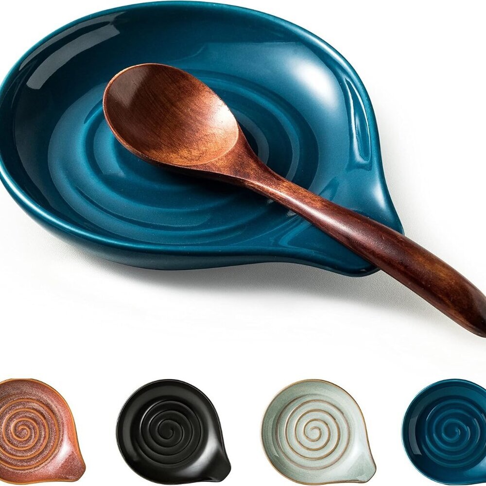 Spoon Holder, Ceramic Spoon Rest for Kitchen Counter Farmhouse Cooking, Large Ut